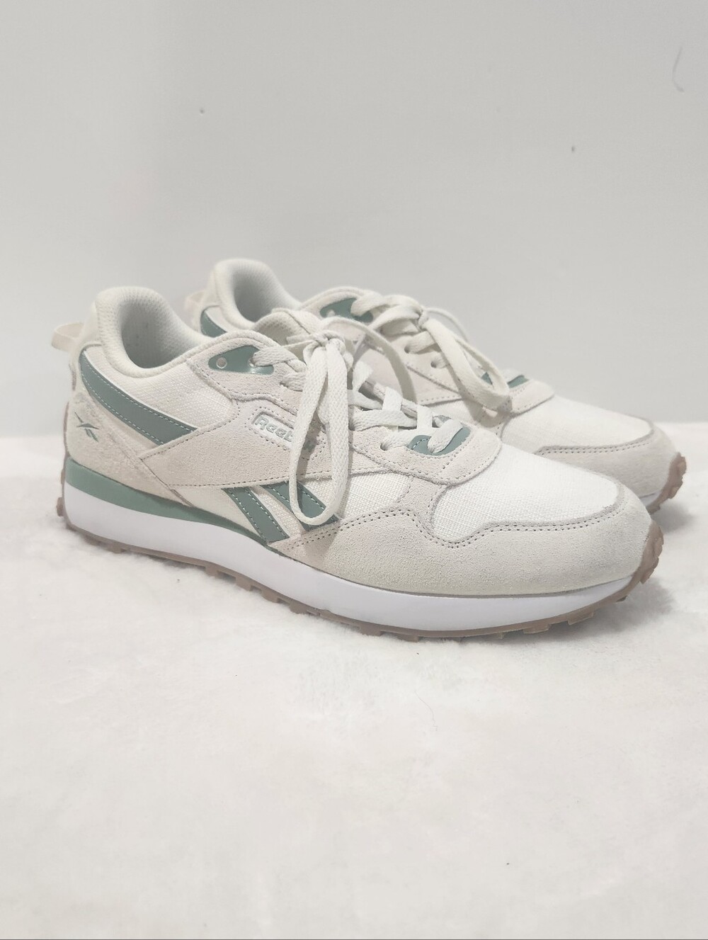 Reebok Drive Leather Suede Ortholite Chalk Green Sneaker Shoes Womens 10